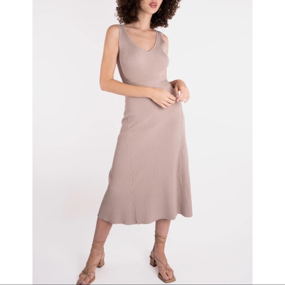 NWT - Knit A-Line Dress in Nude - Size Small/Medium - Midi Dress by Silk & Salt